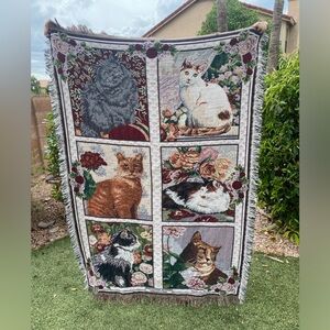 Hallmark Design Collection Cat Throw Goodwin Weavers Woven Tapestry Blanket 67”
